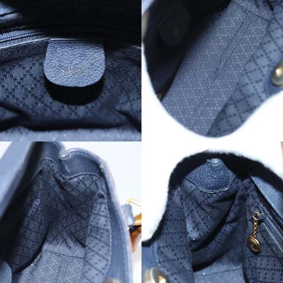 GUCCI Bamboo Hand Bag Suede Navy Gold 000 123 000 123 - Picture 11 of 13